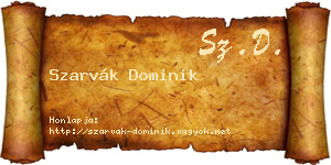 Szarvák Dominik névjegykártya